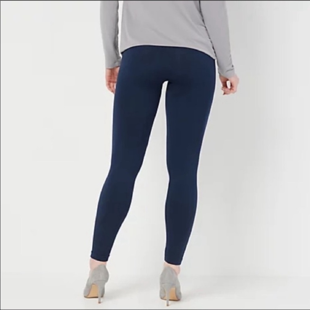 Spanx Navy Blue Seamless Shaping Leggings EUC